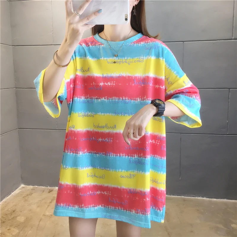 

2021summer New Couple's Clothing Korean Style Loose Half Sleeve Online Red Top Clothes Ins Super a Short Sleeve T-shirt Fashion