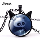 Ожерелье в виде милой панды с кошачьими ушками, ожерелье с подвеской в виде животного с фотографией для женщин и детей, подарок, Очаровательная цепочка, ожерелье-чокер, ошейник