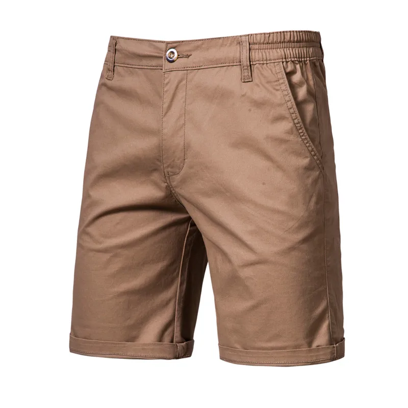 

2020 New Summer 100% Cotton Solid Shorts Men High Quality Casual Business Social Elastic Waist Men Shorts 10 Colors Beach Shorts