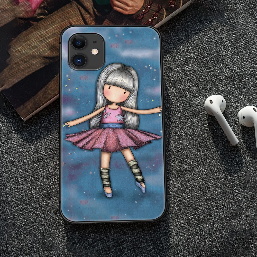

Santoro Gorjuss Phone Case Cover Hull For iphone 5 5s se 2020 6 6s 7 8 12 mini plus X XS XR 11 PRO MAX black Hoesjes Pretty
