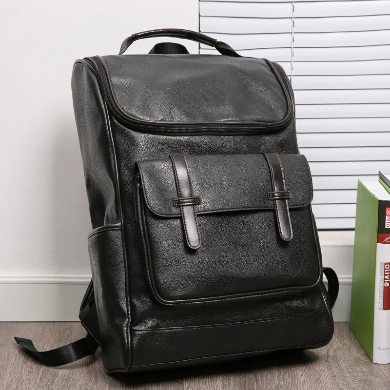 Мужской рюкзак, новый дизайнерский мужской офисный рюкзак, студенческий кожаный рюкзак для книг, уличный удобный дорожный рюкзак с USB, больш...