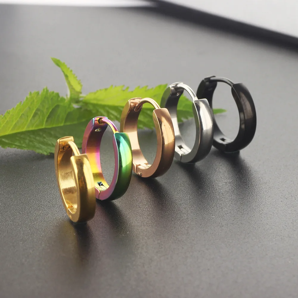 

1 Pair Circle Stud Earrings For Women Men Punk Gold Silver Color Anti-allergic Titanium Steel Round Earring Ear Piercing Jewelry