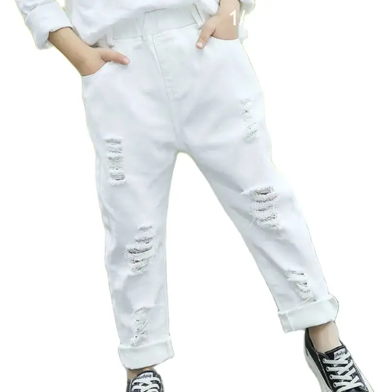 

Girls summer ripped jeans 2022 new loose students Slim pants, fashion, western styleTrend personality is no use to break the hol