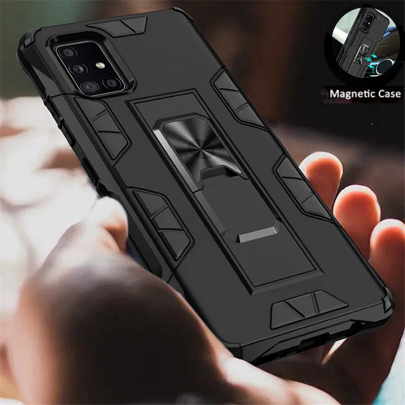 Чехол для Samsung Galaxy A51 роскошный армированный Магнитный чехол с металлическим