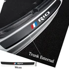 Аксессуары для стайлинга автомобиля для KIA RIO 2 3 4 5 X-Line, кожаные наклейки для защиты губ из углеродного волокна на задний бампер автомобиля