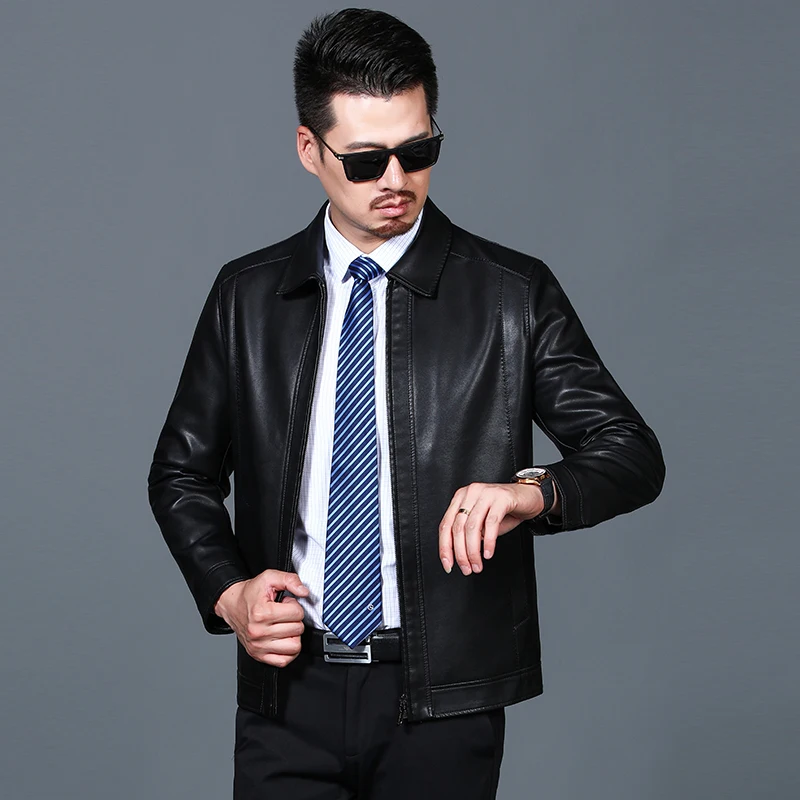 

2021 Spring And Autumn Leather Leather Middle-aged Men's Sheep Leather Jacket Lapel Casual Short Coat Leather Coat