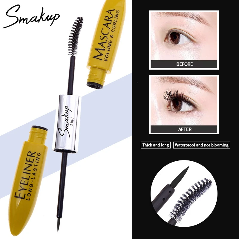 

Double-head Curling Mascara Black Silky Lengthening No Blooming Waterproof sweatproof Eyelashes Beauty Makeup Eye Cosmetics