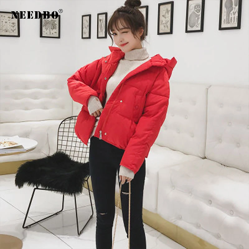 NEEDBO Winter Jacket Women Oversize Parka Winter Coat Hood Elegant Casual Cotton-padded Jacket Female Clothes Outs