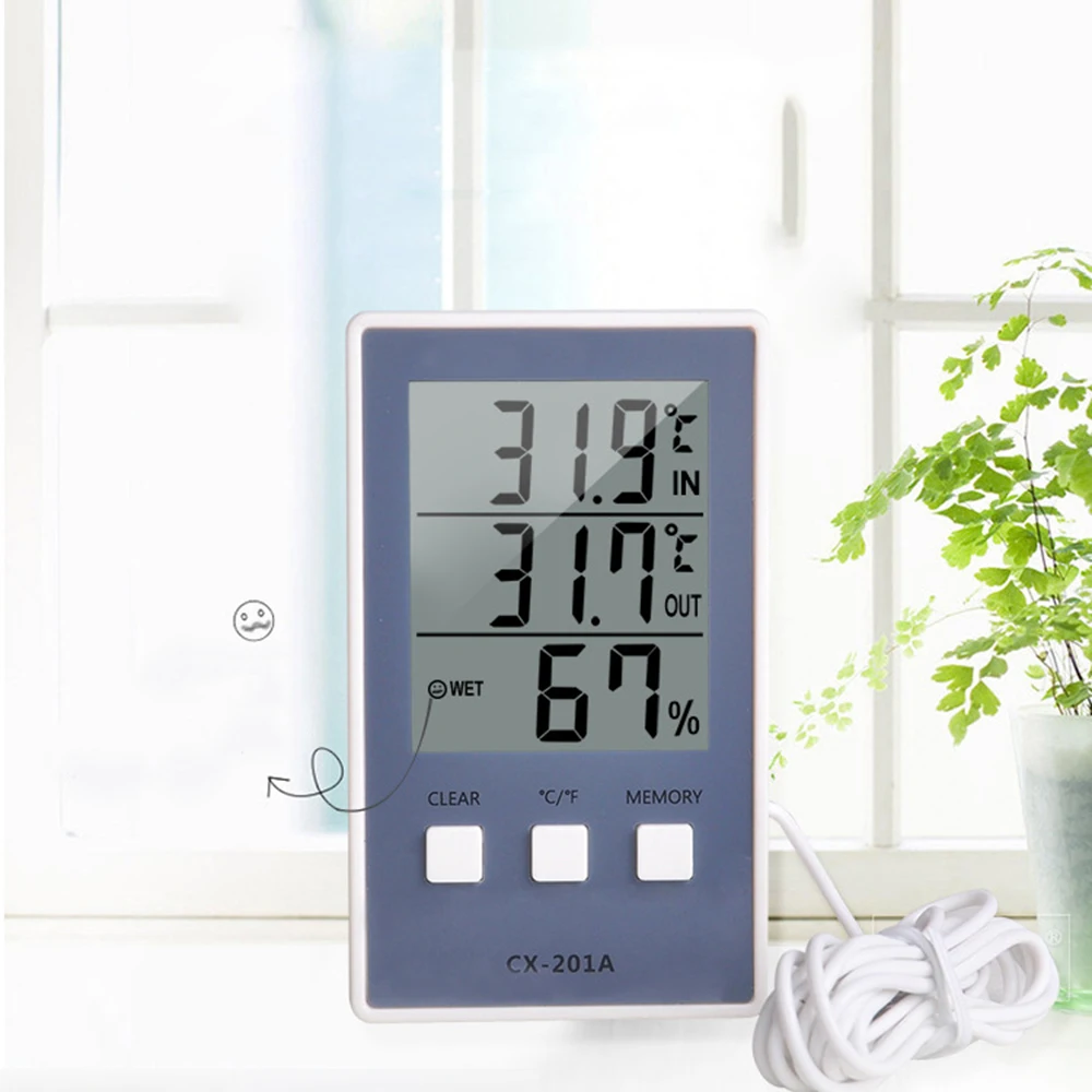 

Цифровой термометр-гигрометр для аквариума, уличный Измеритель температуры и влажности с ЖК-дисплеем и щупом