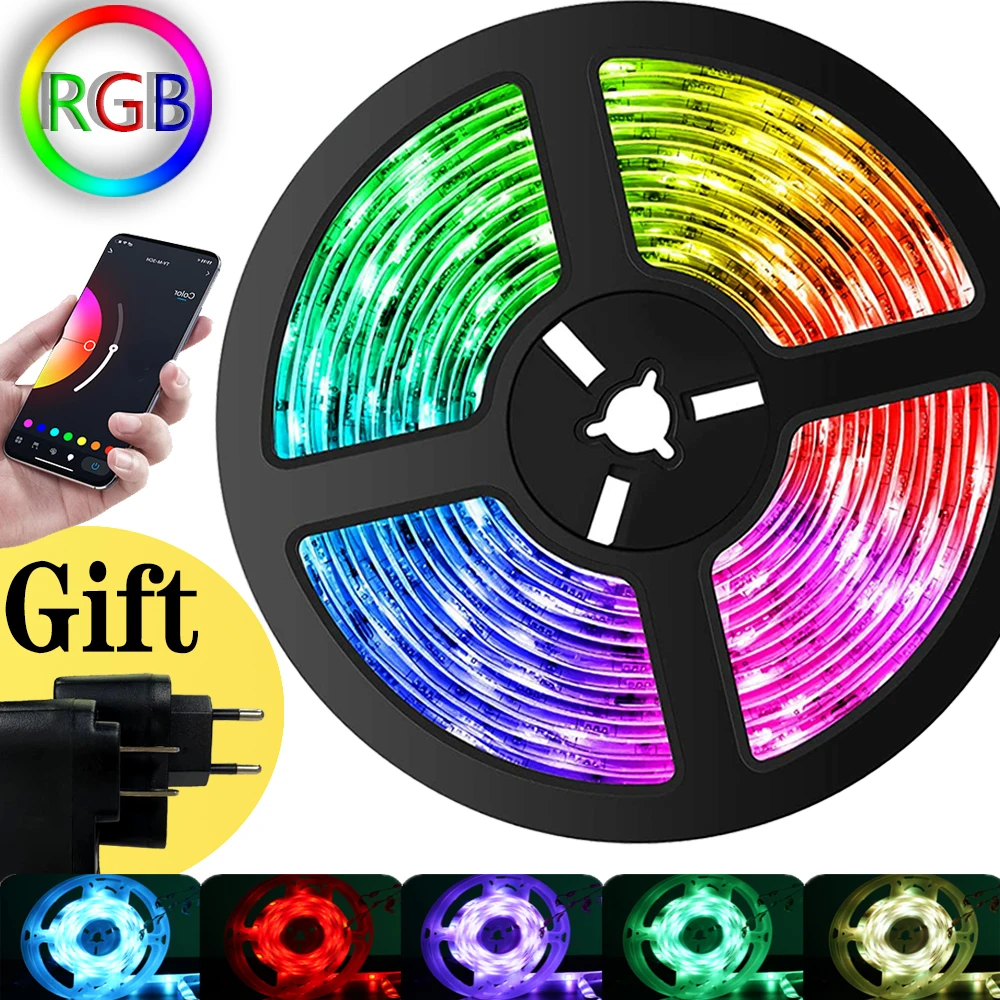 Светодиодные ленты света SMD 5050 приложение контроллер Bluetooth DC 5V 12V RGB 0 5 M