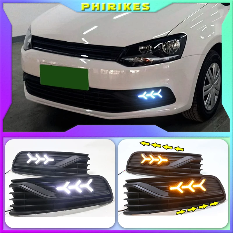 Дневные ходовые огни для VW Volkswagen Polo 2014-2018, Желтый поворотный сигнал, Светодиодные ДХО, противотуманные фары, 2 шт.
Дневные ходовые огни для VW Volkswagen Polo 2014-2018, Желтый поворотный сигнал, Светодиодные ДХО, противотуманные фары, 2 шт.