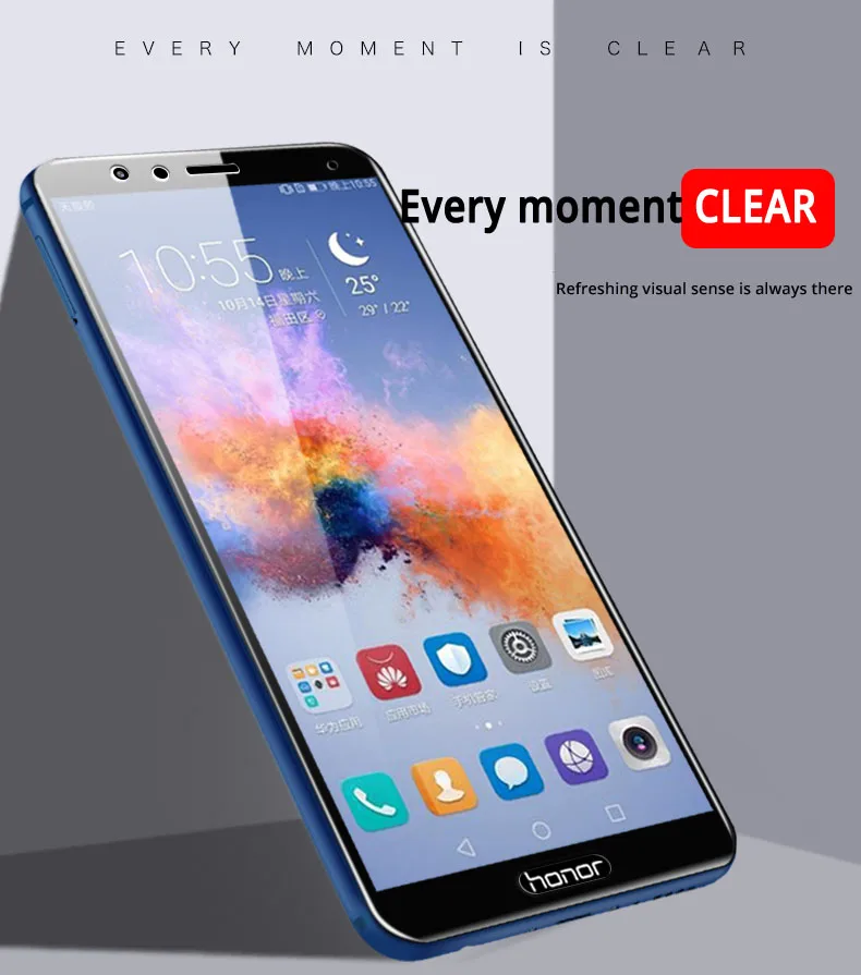 Закаленное стекло для huawei Honor 8 9 Lite 10 7X 7A 6C 7C Pro V9 Play V10 защита экрана полное покрытие Enjoy 7s P умная стеклянная пленка
