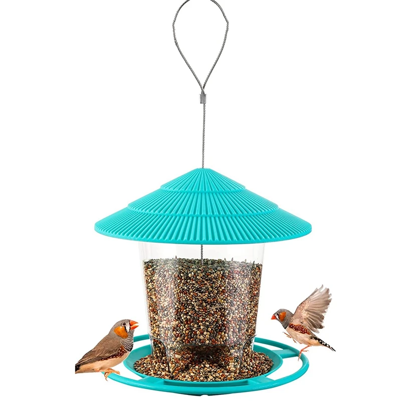 

Bird Feeders for Outside - Durable Hanging Wild Bird Feeder, Wide Mouth, Easy To Fill & Clean, Round Shaped with Roof