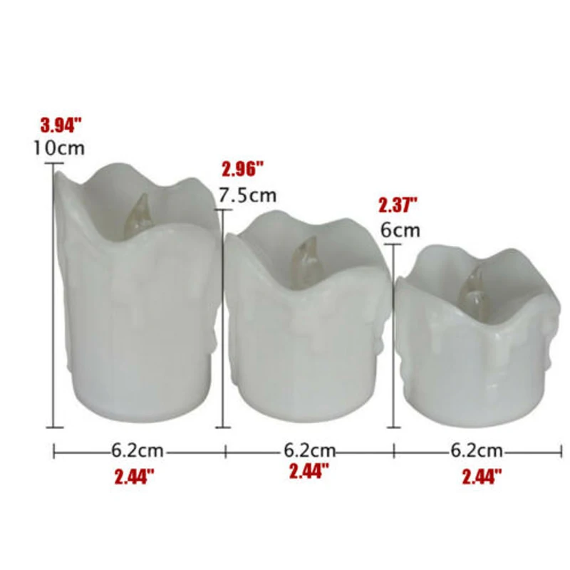 3 шт. беспламенный светодиодный светильник-свеча Электрический мерцающий чайный