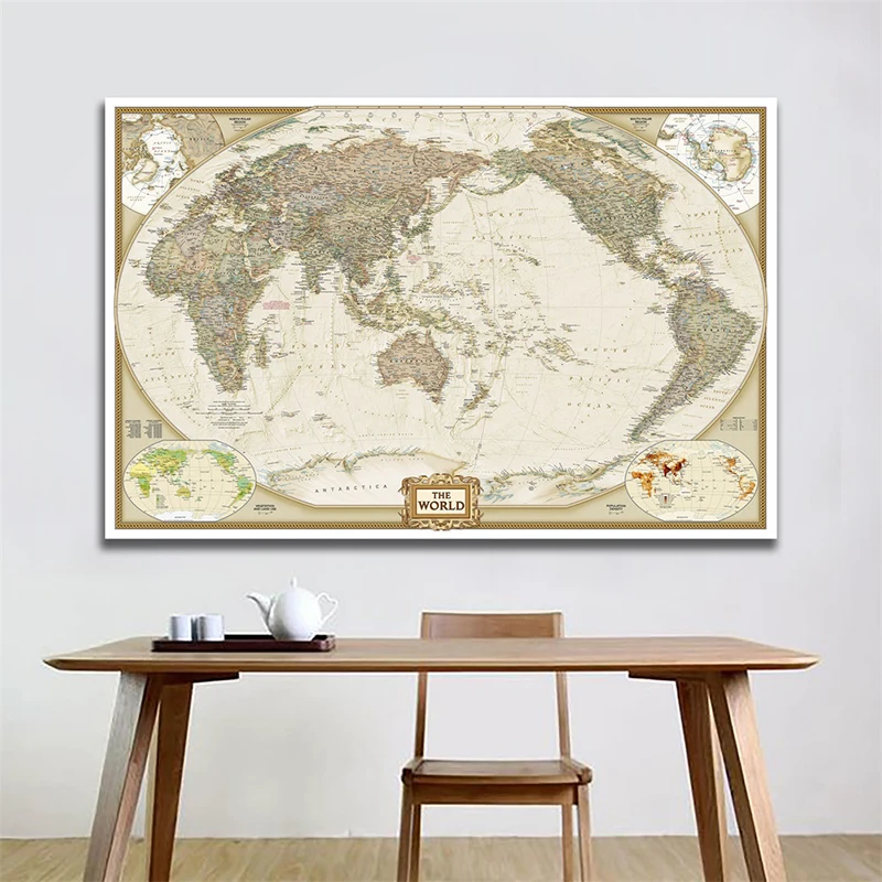 

24x36 Inch The Wolrd Political Map World Map Wall Decor for Living/Study Room Wall Decor Canvas Painting Posares and Prints
