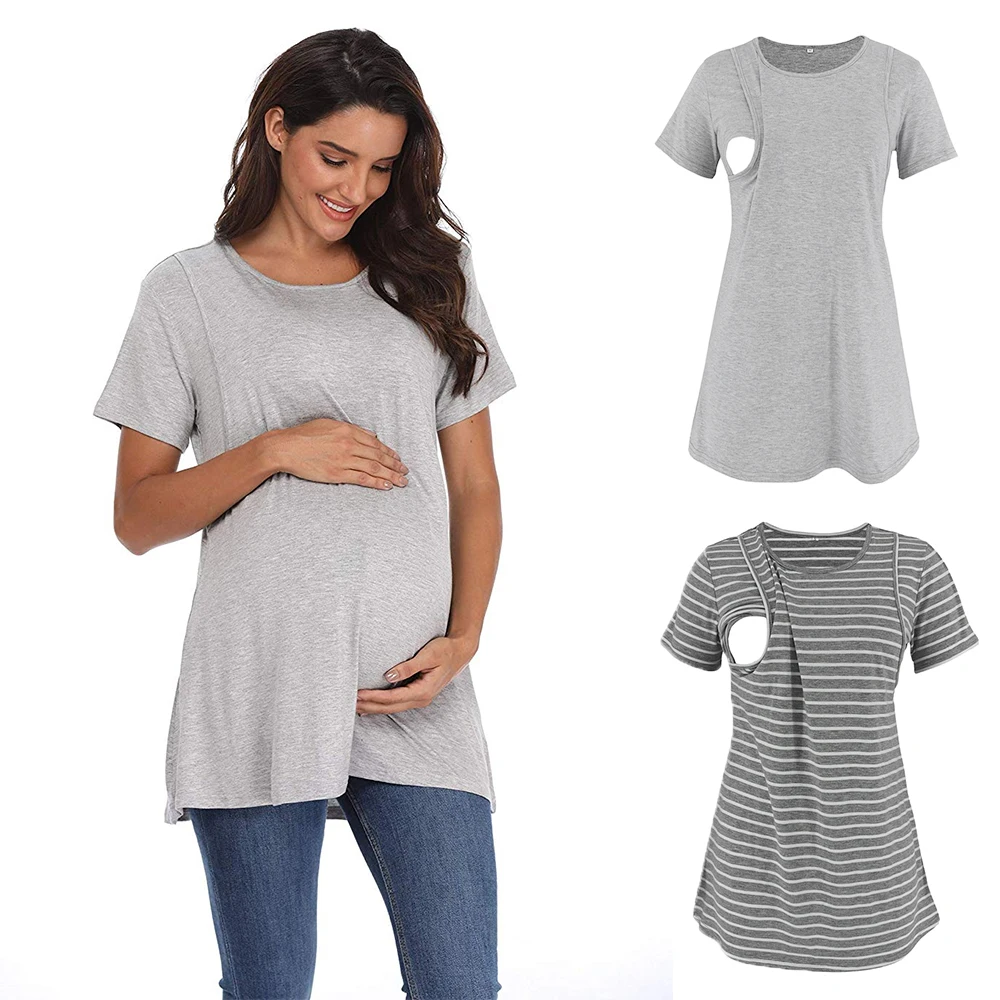 

Pregnancy Breastfeeding Tops Fashion Casual Pregnant Women Short Sleeve Maternity T-Shirt Mom Loose Clothes Mummy Care T Shirt