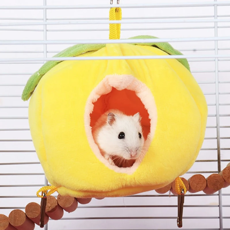 

Winter hamster warm hanging sleeping nest apple lemon shape cotton nest pink