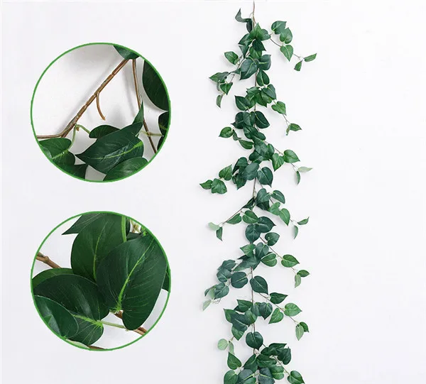 5 Artificial Ivy Leaf Eucalyptus Leaves Home Decor Wedding Decoration Plants Plastic Green Long Vine Fake Foliage Handmade 180cm - Цвет: 5