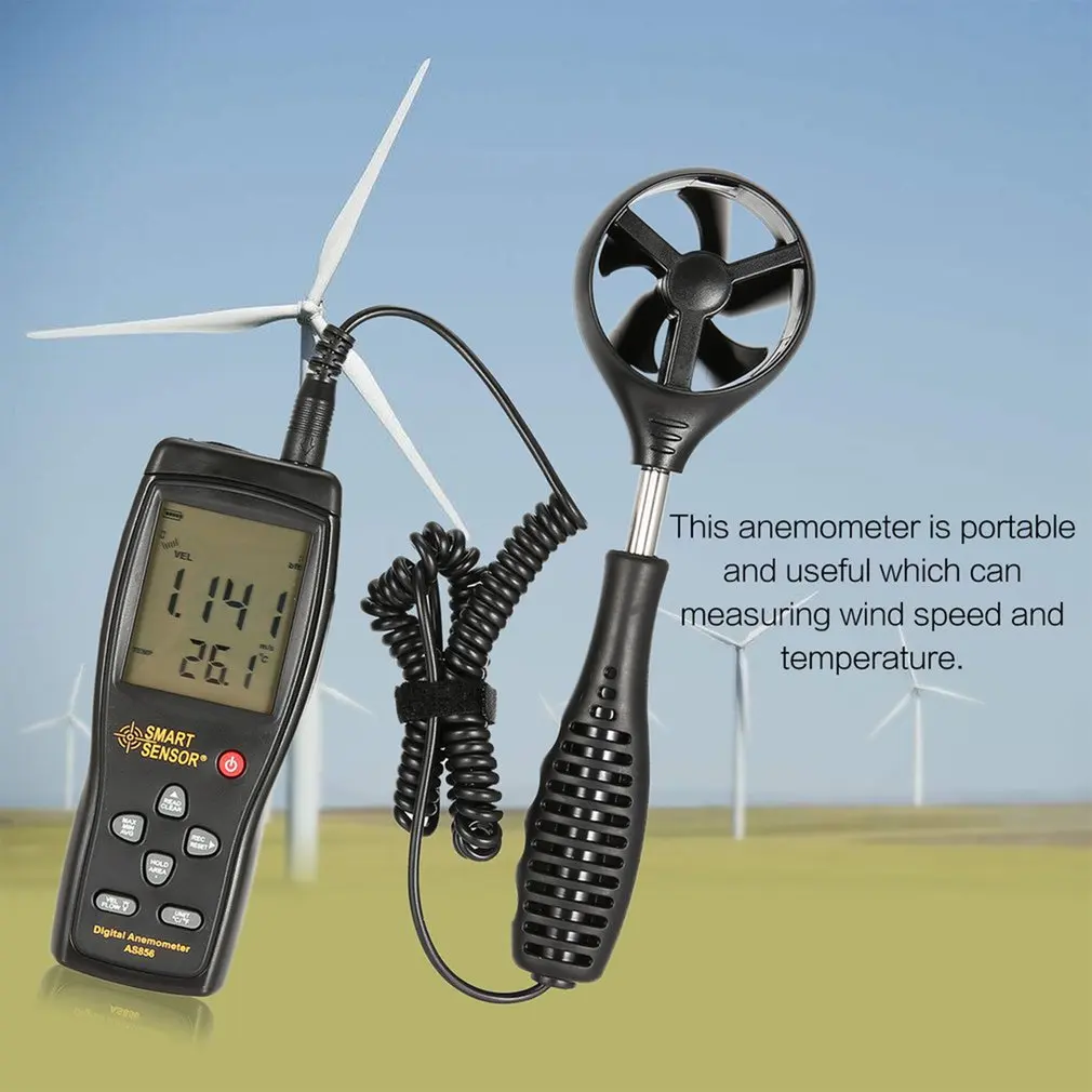 

Цифровой термометр-Анемометр Smart Senor AS856, прибор для измерения скорости воздуха и ветра, прибор для измерения температуры