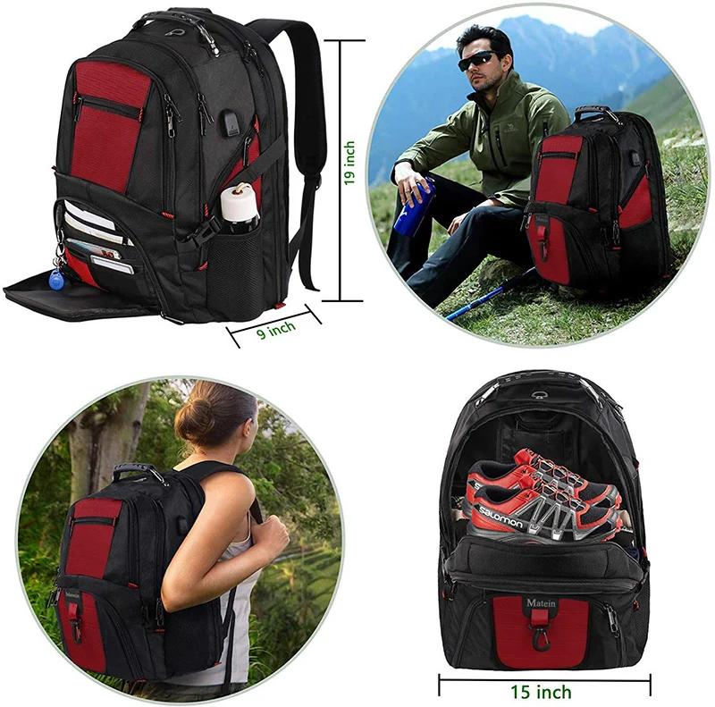 Рюкзак Matein для женщин и мужчин 17 дюймов водонепроницаемый с зарядным