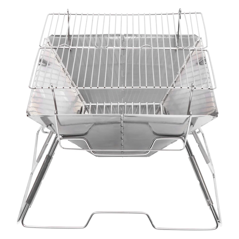 

1pc Outdoor Liftable Barbecue Grill Folding Stainless Steel Grill Camping Grill