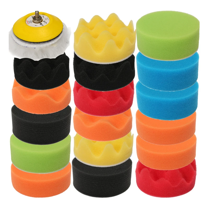 

3 Inch19Pcs Car Polishing Pads Sponge Buffing Polishing Pad Kit for Car Polisher with Drill Adapter Buffing Car Tool Accessories