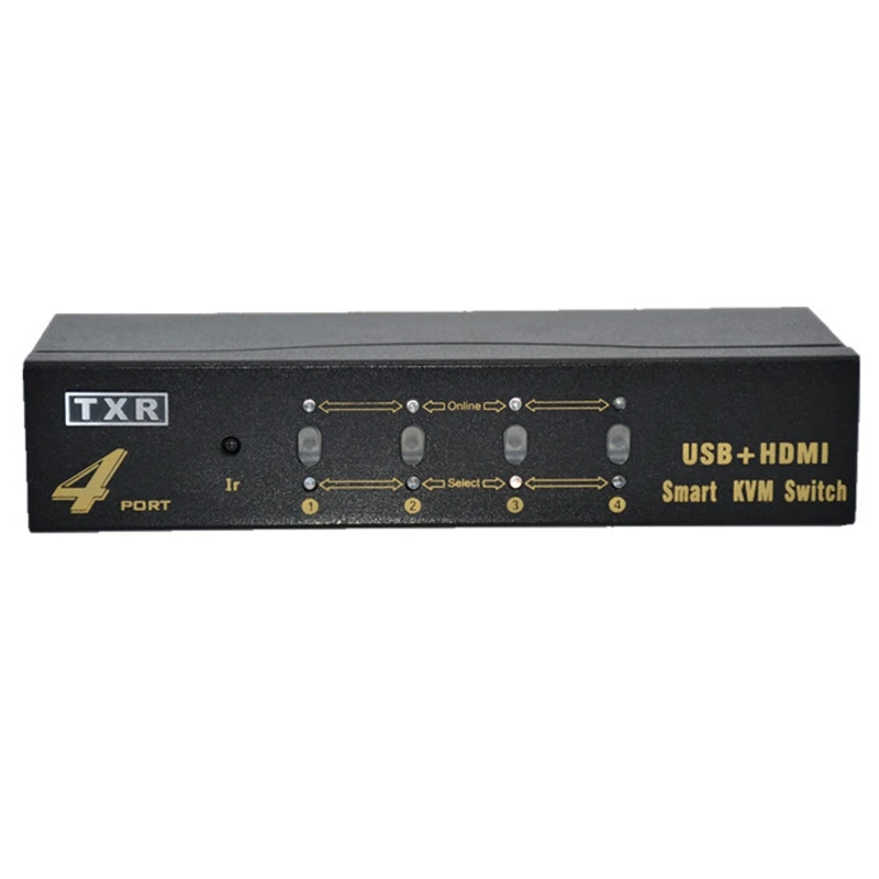 

USB HDMI переключатель четыре в и один выход KVM Обрезка экрана 1 монитор Usb клавиатура и мышь проводка ЕС разъем
