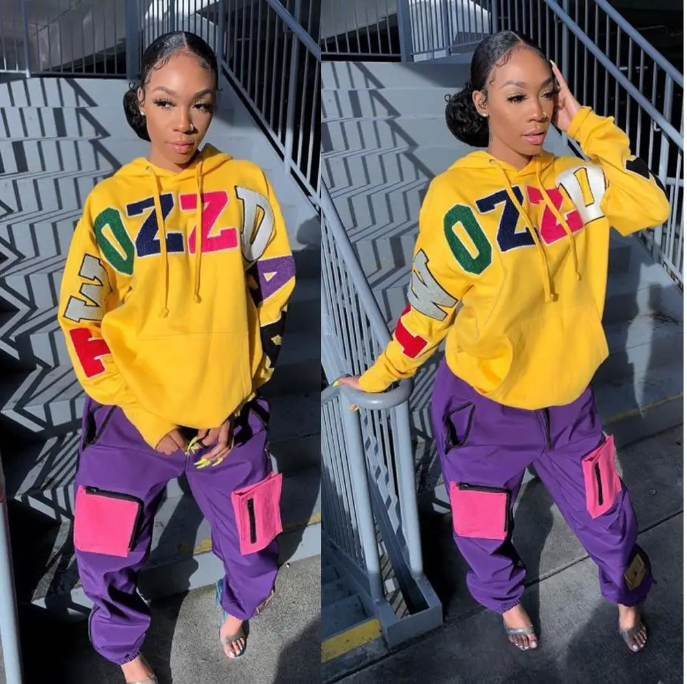 Новинка 2020 модные женские толстовки с радужными буквами Свободные повседневные