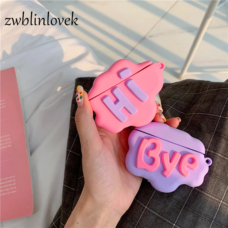 Беспроводной чехол для наушников Apple с милым мультяшным облаком и надписью Hi Bye