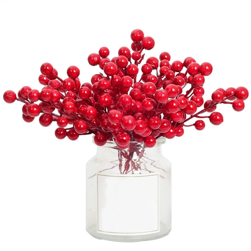 

20 Pack 8inch Artificial Christmas Red Berries Stems for Christmas Tree Ornaments,DIY Xmas Wreath,Holiday and Home Decor