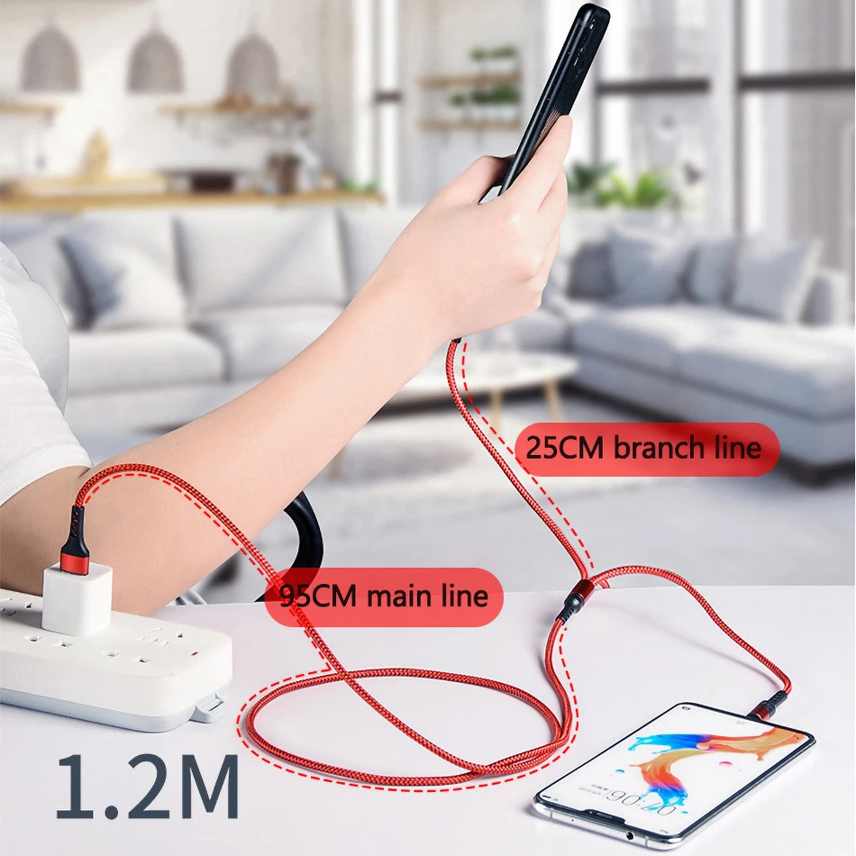 5А 3 в 1 кабель Micro USB нейлоновый плетеный типа C для быстрой зарядки iPhone7 11 XS Samsung Xiaomi