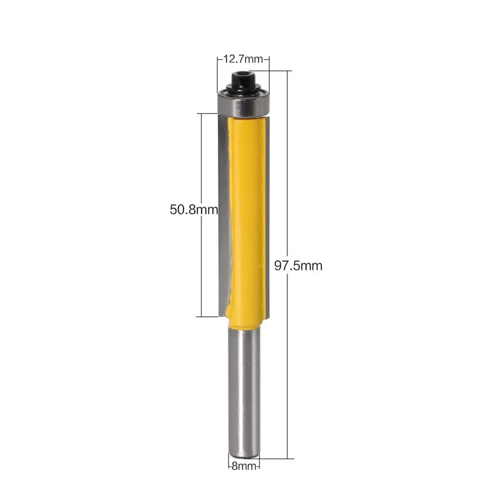 

8MM Shank Lengthened Flush Trim Router Bit with Bearing for Wood Template Pattern Bit Tungsten Carbide Milling Cutter
