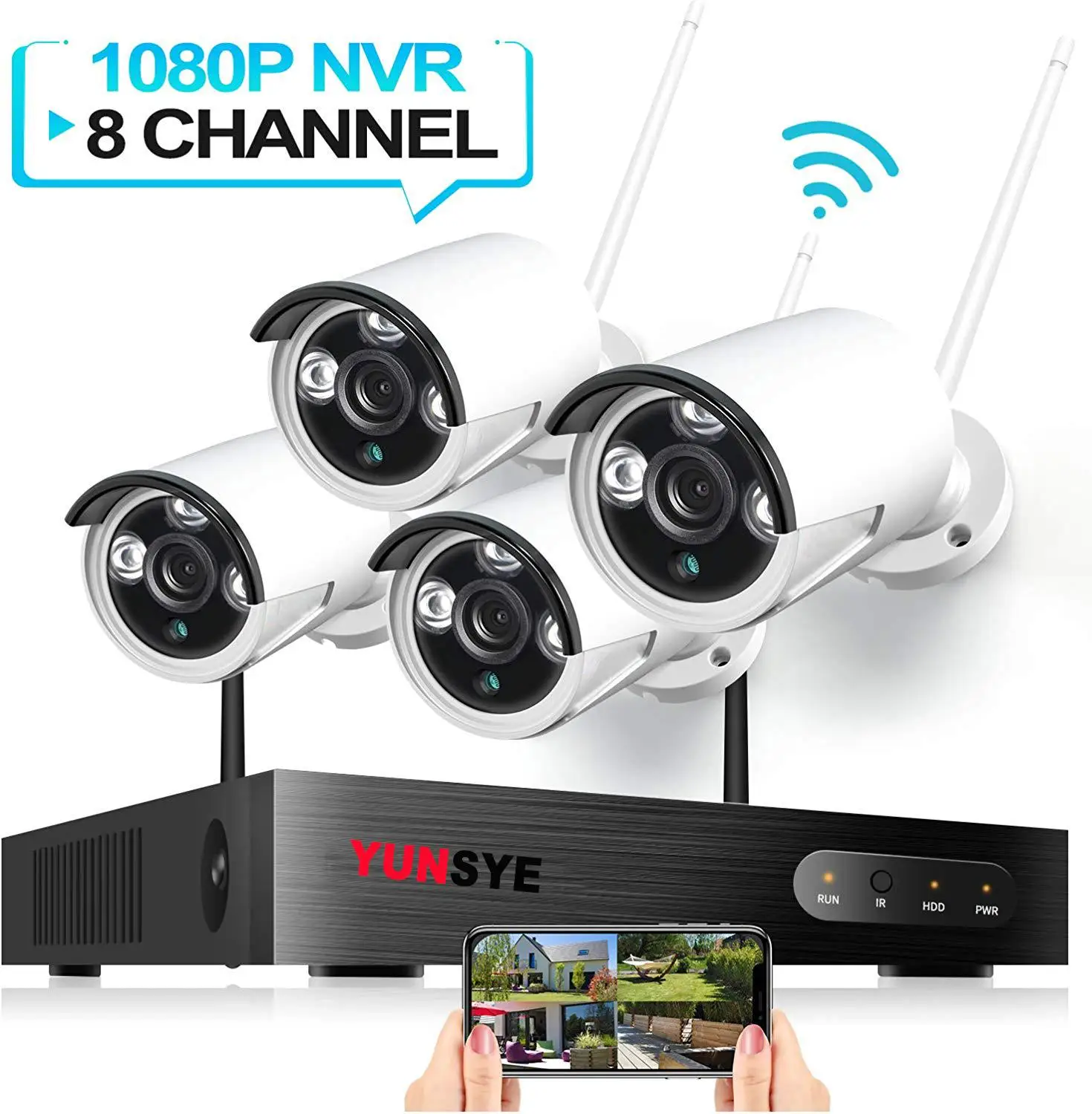 

YUNSYE 1080P CCTV System Wireless System Audio Recording WIFI Camera KIT Outdoor P2P IP Security Camera Video Surveillance Kit