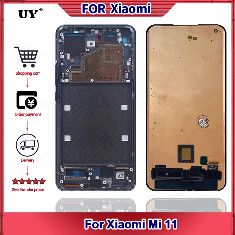Pantalla t&aacute;ctil Original para Xiaomi Mi 11, piezas de repuesto de digitalizador LCD, M2011K2C, M2011K2G-0