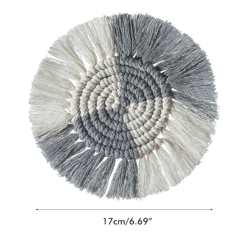 

Cotton Braid Coaster Handmade Macrame Cup Cushion Bohemia Style Non-slip Cup Mat Heat Insulation Table Mat Coffee Cup Coaster