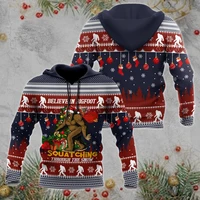 new funny bigfoot funny christmas 3d printed hoodie casual street sweatshirt autumn mens unisex zipper hoodie