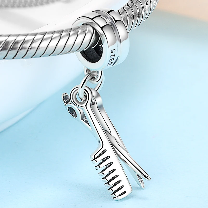 Hot Sterling Silver Scissors&Comb Charm Beads Pendant Fit Authentic Pandora Charms Bracelet 925 Original Jewelry Berloque|beads pendant|authentic