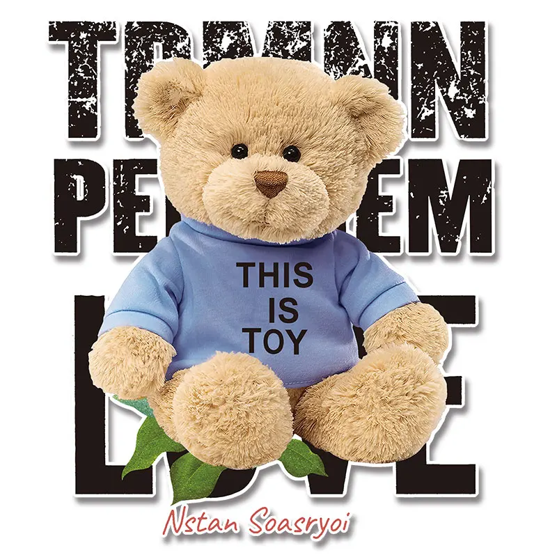 

Bear Toy Patches for clothing Washable DIY Appliques Stickers on Clothes Heat Transfer printing Letter Stickers