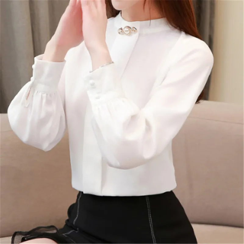 Новая женская шифоновая блузка 2020 повседневные однотонные свободные рубашки с