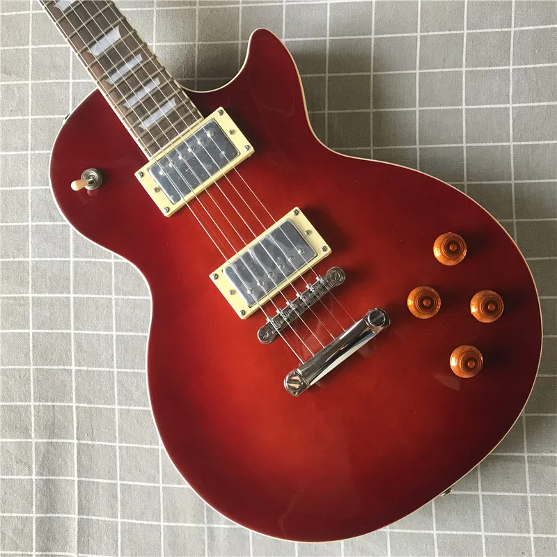 

Transparent Red Electric Guitar For Rose Wood Fret Board Sliver Hardwares with Fixed Bridge.