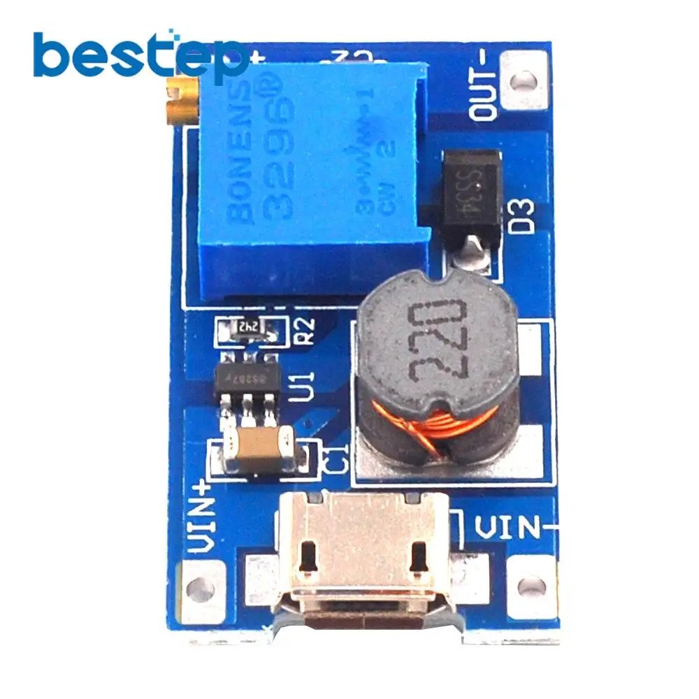 Регулируемый Модуль Boost 2 А Повышающий а с MICRO USB в 24 В до 5 9 12 28 MT3608 LM2577|Интегральные