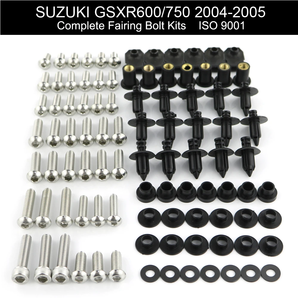 Fit For Suzuki GSXR600 GSX-R600 GSXR 600 750 2004 2005 Full Fairing Kit Bolts Kits Screws Fairing Clips Nuts Stainless Steel