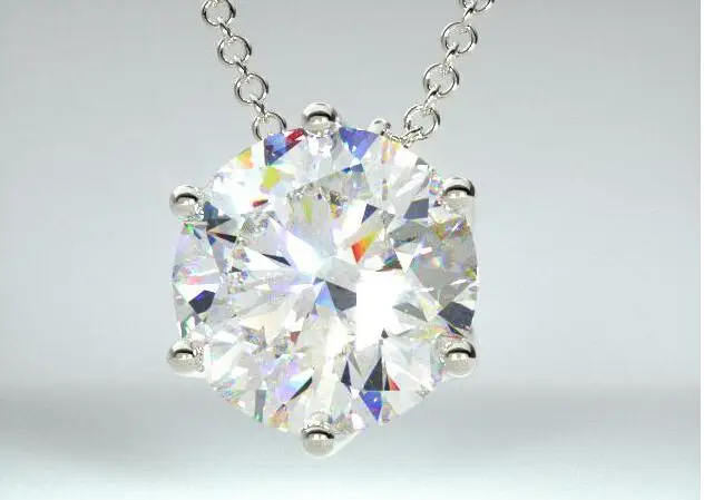 Ожерелье из белого золота 14 к кулон с круглым камнем муассанита 6 5 мм 8 сердец и