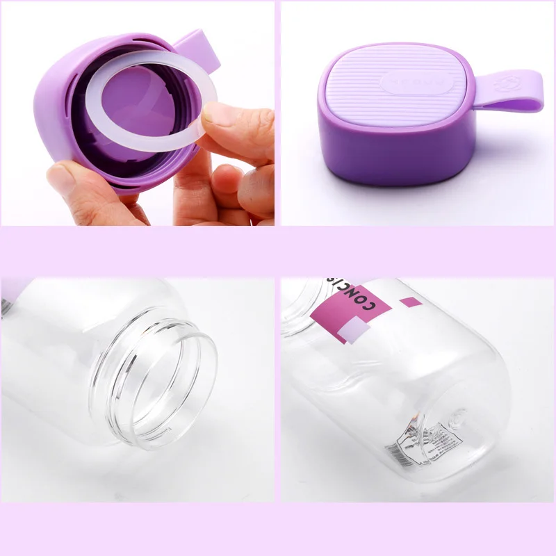 

Simplicity Pattern Transparent Plastic Bottle Frosted water Bottles Leak-proof Drinkware Polar Brown Cup