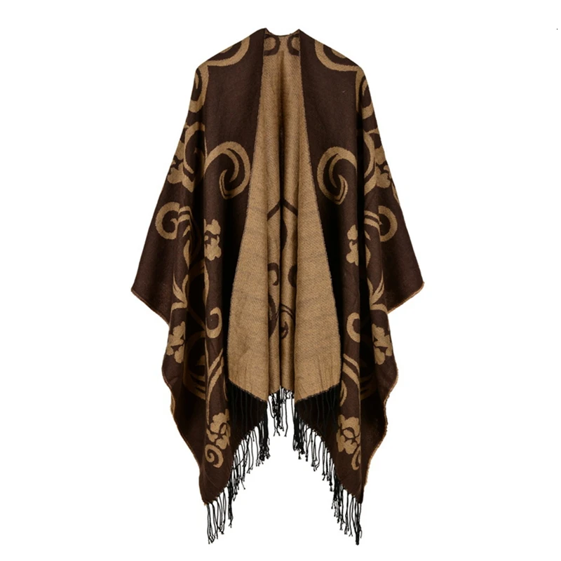 

Fashion Cashmere Winter Women Poncho Scarves Women Shawl Cape Femme Pashmina Female Bufanda Mujer Sjaal 2021 New
