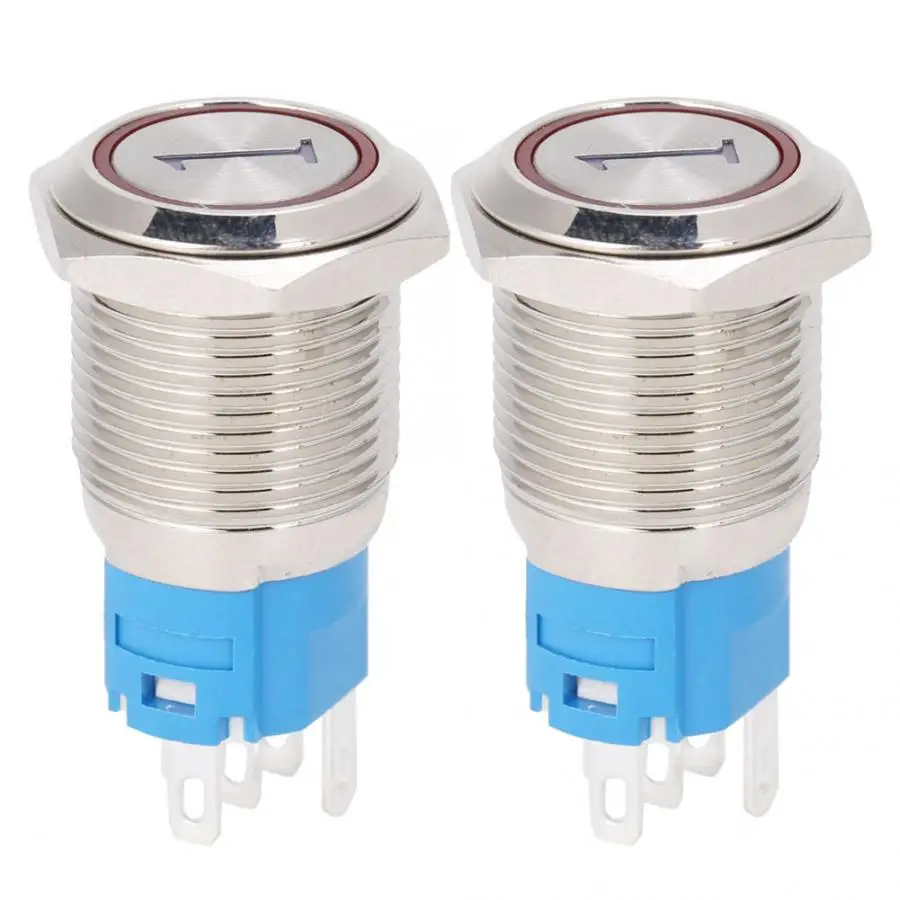 2 шт. 16 мм моментальная Перезагрузка кнопочный переключатель плоский круглый 5