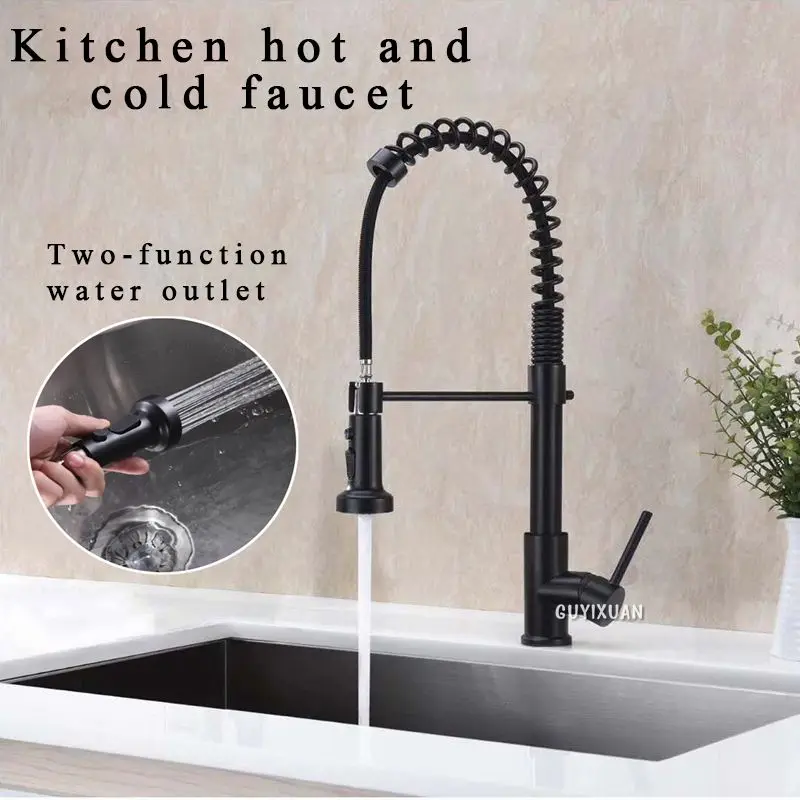 

Кухонный смеситель с пружинным серебристым покрытием, латунный поворотный носик, одиночная ручка, смеситель для раковины, кран для горячей ...