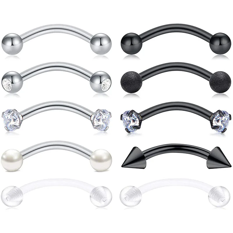 16 г Хирургическая сталь Daith Rook серьги 10 мм изогнутая бровь в форме штанги