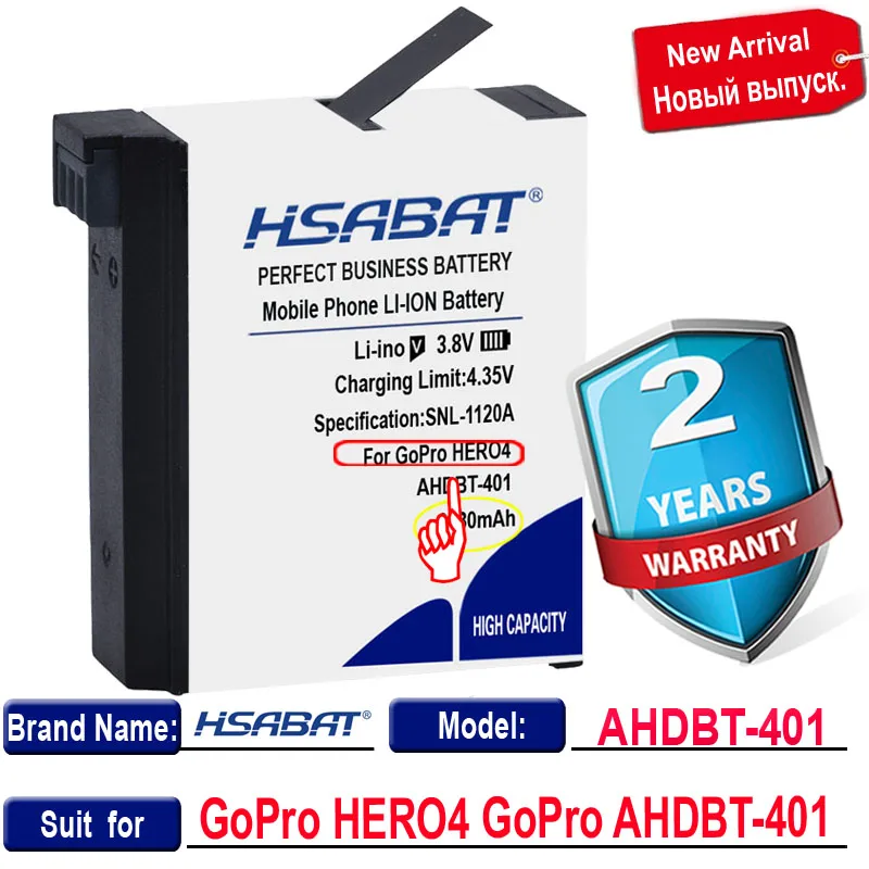 Аккумулятор HSABAT 0 цикл 2080 мАч для Go Pro AHDBT 401 AHDBT401 литий ионный аккумулятор цифровой