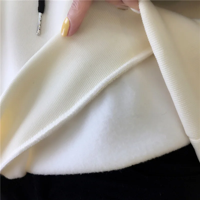 Fleece Printed Letter Women Sweatshirt Hooded Turtleneck Sense Lazy Style All-match Coat Cute clothes sweetshirt Pastel clothes